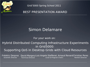 Best presentation award to Simon Delamare