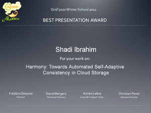 Best presentation award to Shadi Ibrahim